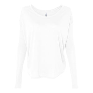 8852 BELLA + CANVAS Women’s Flowy 2x1 Ribbed Long Sleeve Tee White