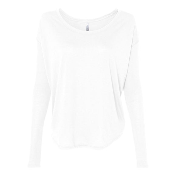 8852 BELLA + CANVAS Women’s Flowy 2x1 Ribbed Long Sleeve Tee White