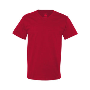 39VR Fruit of the Loom HD Cotton V-Neck T-Shirt True Red