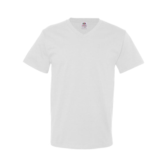 39VR Fruit of the Loom HD Cotton V-Neck T-Shirt White