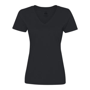 L39VR Fruit of the Loom HD Cotton Women's V-Neck T-Shirt Black