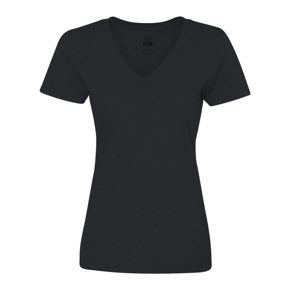 L39VR Fruit of the Loom HD Cotton Women's V-Neck T-Shirt Black