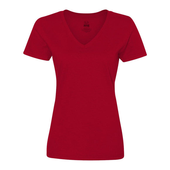 L39VR Fruit of the Loom HD Cotton Women's V-Neck T-Shirt True Red