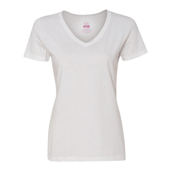 L39VR Fruit of the Loom HD Cotton Women's V-Neck T-Shirt White