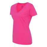 L39VR Fruit of the Loom HD Cotton Women's V-Neck T-Shirt Cyber Pink