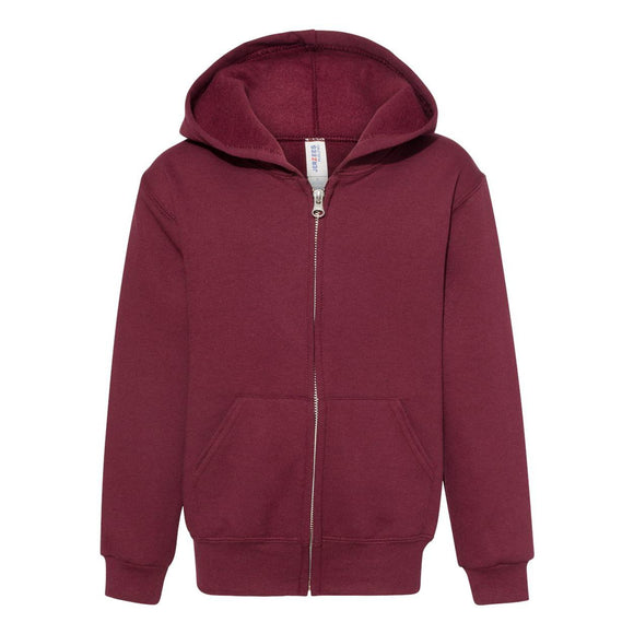 993BR JERZEES NuBlend® Youth Full-Zip Hooded Sweatshirt Maroon