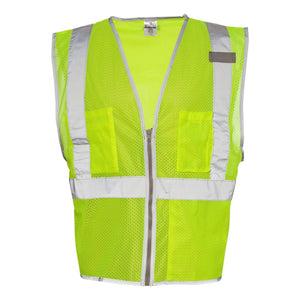 1507-1508 Kishigo Premium Brilliant Series® Three-Pocket Zippered Mesh Vest Lime