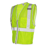 1507-1508 Kishigo Premium Brilliant Series® Three-Pocket Zippered Mesh Vest Lime