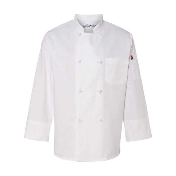 0414 Chef Designs Eight Knot Button Chef Coat with Thermometer Pocket White