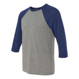 3200 BELLA + CANVAS Three-Quarter Sleeve Baseball Tee Grey/ Navy Triblend