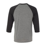 3200 BELLA + CANVAS Three-Quarter Sleeve Baseball Tee Grey/ Charcoal Black Triblend