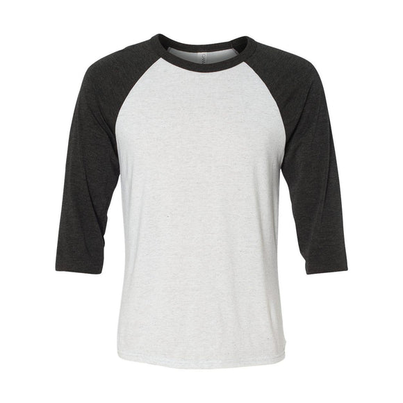 3200 BELLA + CANVAS Three-Quarter Sleeve Baseball Tee White Fleck/ Charcoal Triblend