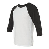 3200 BELLA + CANVAS Three-Quarter Sleeve Baseball Tee White Fleck/ Charcoal Triblend