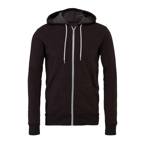 3739 BELLA + CANVAS Sponge Fleece Full-Zip Hoodie Dark Grey Heather