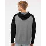 IND40RP Independent Trading Co. Raglan Hooded Sweatshirt Gunmetal Heather/ Black