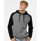 IND40RP Independent Trading Co. Raglan Hooded Sweatshirt Gunmetal Heather/ Black