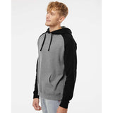 IND40RP Independent Trading Co. Raglan Hooded Sweatshirt Gunmetal Heather/ Black