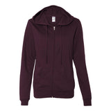 SS650Z Independent Trading Co. Juniors’ Heavenly Fleece Full-Zip Hooded Sweatshirt Light Blackberry