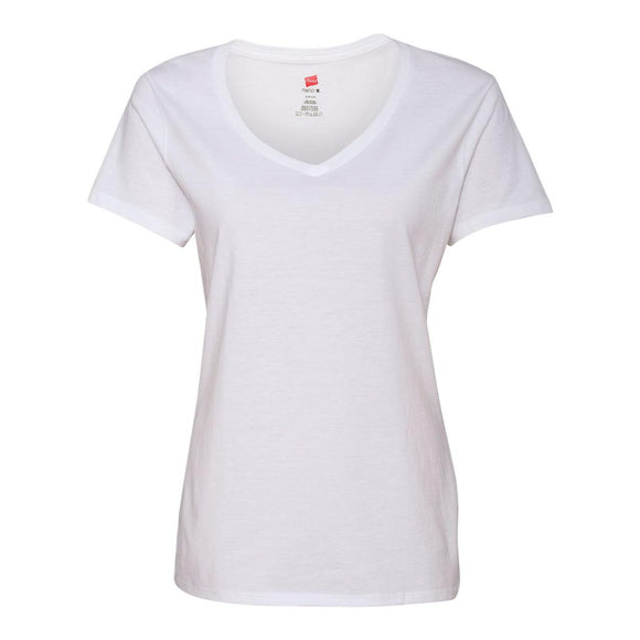 S04V Hanes Perfect-T Women’s V-Neck T-Shirt White