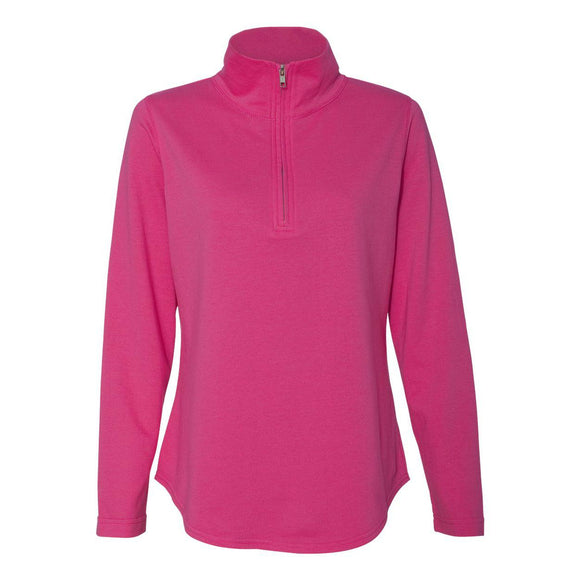 3764 LAT Women's Quarter Zip French Terry Pullover Hot Pink