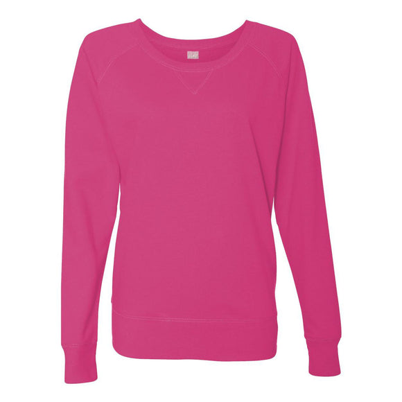 3762 LAT Women's Slouchy French Terry Pullover Hot Pink