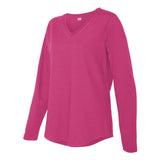 3761 LAT Women's V-Neck French Terry Pullover Hot Pink