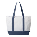 7006 Liberty Bags Bay View Zippered Tote White/ Navy