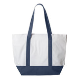 7006 Liberty Bags Bay View Zippered Tote White/ Navy