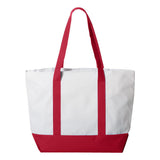 7006 Liberty Bags Bay View Zippered Tote White/ Red