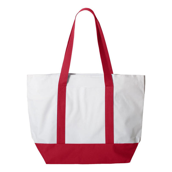 7006 Liberty Bags Bay View Zippered Tote White/ Red