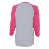 6930 LAT Baseball Fine Jersey Three-Quarter Sleeve Tee Vintage Heather/ Vintage Hot Pink