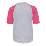 6130 LAT Youth Baseball Fine Jersey Three-Quarter Sleeve Tee Vintage Heather/ Vintage Hot Pink