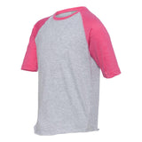 6130 LAT Youth Baseball Fine Jersey Three-Quarter Sleeve Tee Vintage Heather/ Vintage Hot Pink