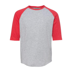 6130 LAT Youth Baseball Fine Jersey Three-Quarter Sleeve Tee Vintage Heather/ Vintage Red