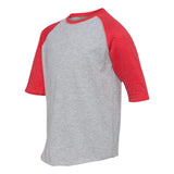 6130 LAT Youth Baseball Fine Jersey Three-Quarter Sleeve Tee Vintage Heather/ Vintage Red