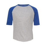 6130 LAT Youth Baseball Fine Jersey Three-Quarter Sleeve Tee Vintage Heather/ Vintage Royal