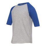 6130 LAT Youth Baseball Fine Jersey Three-Quarter Sleeve Tee Vintage Heather/ Vintage Royal