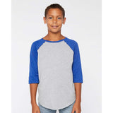 6130 LAT Youth Baseball Fine Jersey Three-Quarter Sleeve Tee Vintage Heather/ Vintage Royal