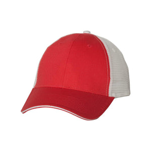 S102 Valucap Sandwich Trucker Cap Red/ White