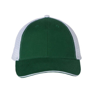 S102 Valucap Sandwich Trucker Cap Dark Green/ White