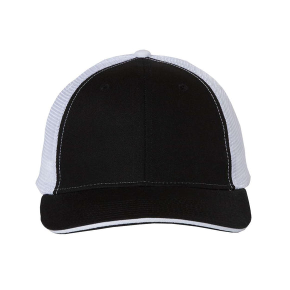 S102 Valucap Sandwich Trucker Cap Black/ White