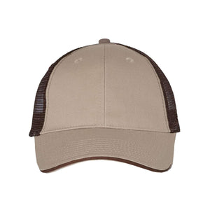 S102 Valucap Sandwich Trucker Cap Khaki/ Brown