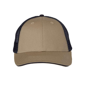 S102 Valucap Sandwich Trucker Cap Khaki/ Navy