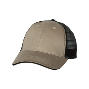 S102 Valucap Sandwich Trucker Cap Khaki/ Black