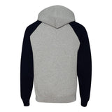 96CR JERZEES Nublend® Colorblocked Raglan Hooded Sweatshirt Oxford/ Black