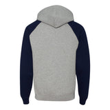 96CR JERZEES Nublend® Colorblocked Raglan Hooded Sweatshirt Oxford/ J. Navy