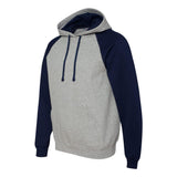 96CR JERZEES Nublend® Colorblocked Raglan Hooded Sweatshirt Oxford/ J. Navy