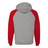 96CR JERZEES Nublend® Colorblocked Raglan Hooded Sweatshirt Oxford/ True Red