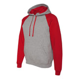 96CR JERZEES Nublend® Colorblocked Raglan Hooded Sweatshirt Oxford/ True Red