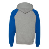 96CR JERZEES Nublend® Colorblocked Raglan Hooded Sweatshirt Oxford/ Royal